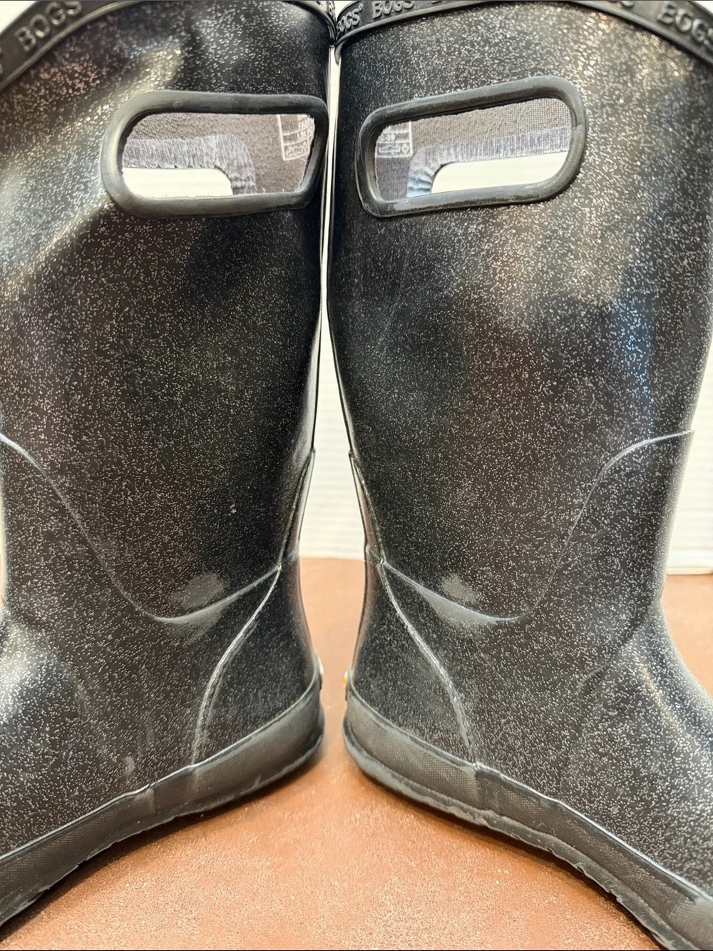 Bogs Rainboot Glitter‎ Boots Black Youth Size 1 Sparkle waterproof sparkle